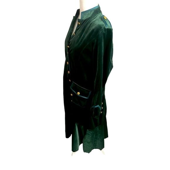 TRISH SCULLY Green velvet jacket or dress nwt 12 large gold buttons fall - Picture 4 of 11